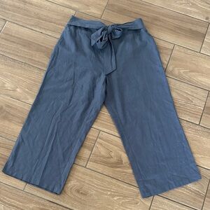 Blue Sol Linen Rayon wide leg ankle cropped pants women’s size small